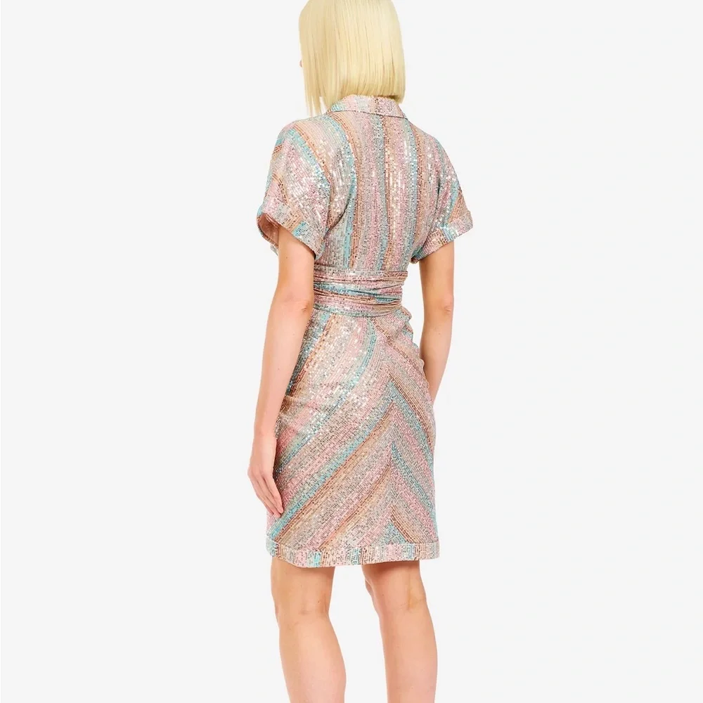 LE SUPERBE MINI MIKO DRESS AQUA RAINBOW size 4 NWT $495๐ - Picture 5 of 14